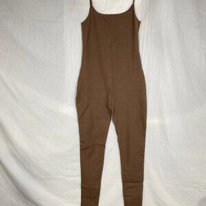 Bumpsuit Women’s Sculpting Rib Soft Maternity Unitard Jumpsuit – Brown – Size L